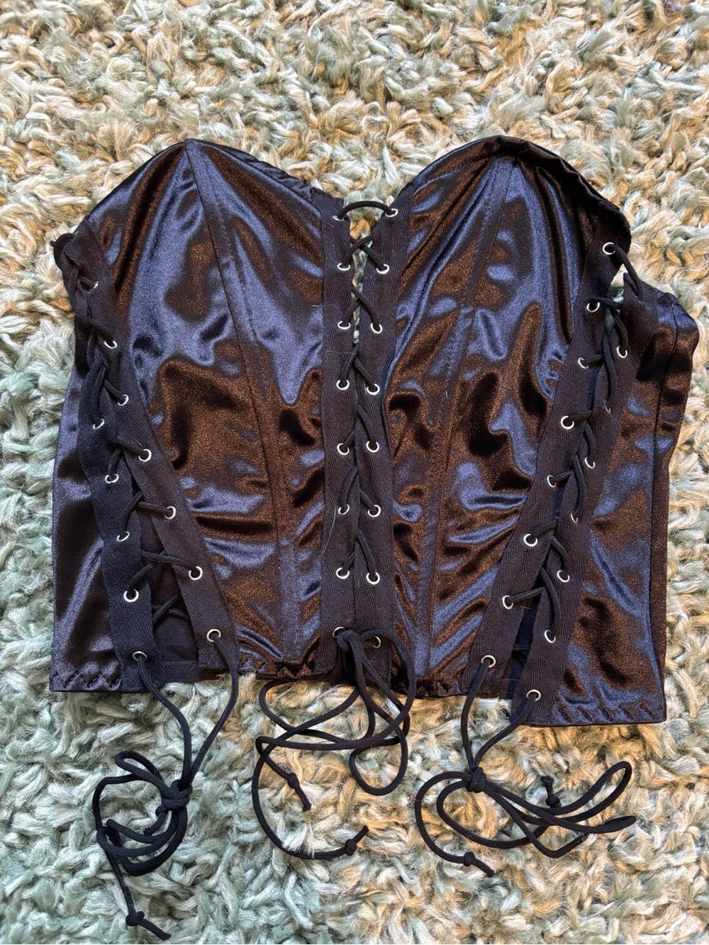 🖤NWOT Satin Laceup Corset Strapless Top